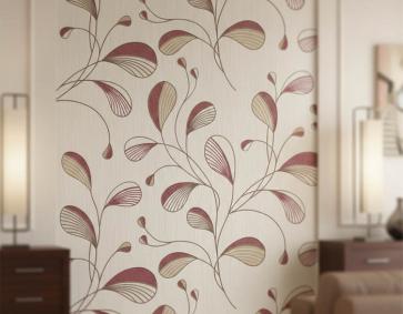 Krem Bordo Desenli Ucuz Duvar Kağıdı 53837