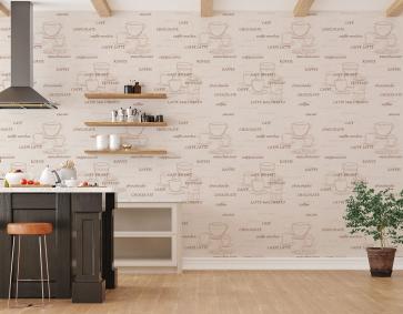 Krem Cafe Tarzı Ucuz Duvar Kağıdı 53124 