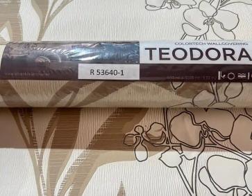 Krem Kahverengi Çiçek Desen Ucuz Duvar Kağıdı 536401