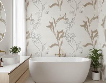 Krem Kahverengi Çiçek Desen Ucuz Duvar Kağıdı 536402