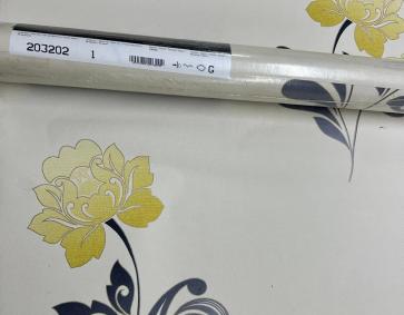 Krem Sarı Çiçek Desen Duvar Kağıdı 2032021