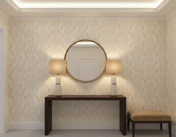 Krem Sarı Çiçekli Parlak Duvar Kağıdı 670127