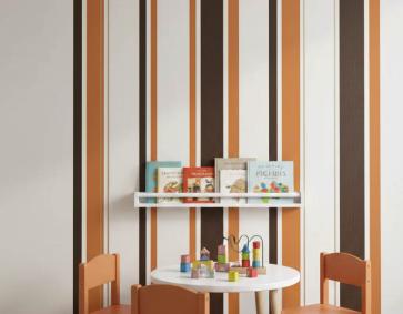 Krem Turuncu Siyah Çizgi Ucuz Duvar Kağıdı 53485