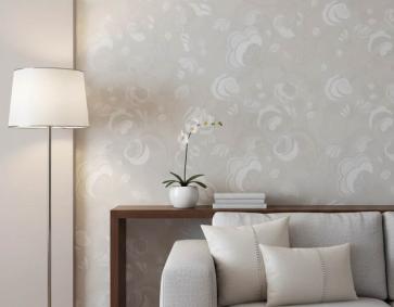 Krem Zemin Beyaz Çiçek Duvar Kağıdı 111033