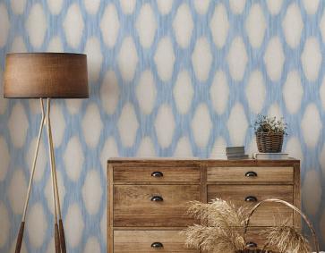 Mavi Krem Desenli Dokulu Duvar Kağıdı 53695