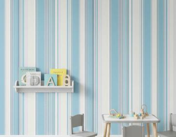 Mavi Tonlarında Çizgili Dokulu Ucuz Duvar Kağıdı 53508