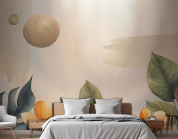 Suluboya Yumuşak Toprak Tonları Arka Plan Yatak Odası Duvar Kağıdı