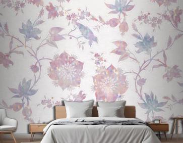 Vintage Doğa Holografik Kompozisyon Yatak Odası Duvar Kağıdı