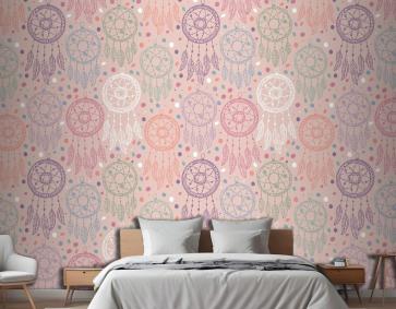 Elle Çizilmiş Boho Desen Tasarımı Yatak Odası Duvar Kağıdı Duvar Gravür