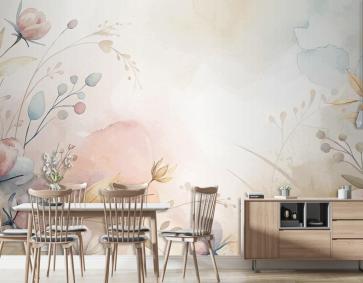 Çiçek Suluboya Siluet Arka Plan Duvar Kağıdı 