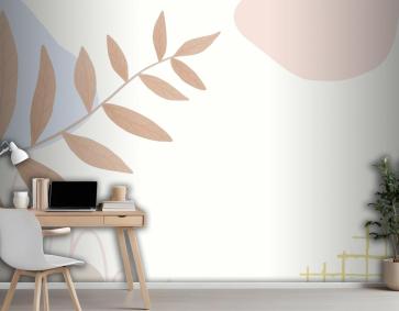 Estetik Pastel Botanik Soyut Ofis Duvar Kağıdı