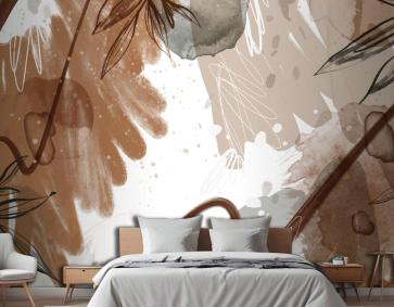 Suluboya Pişmiş Toprak Arka Plan Yatak Odası Duvar Kağıdı