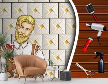 3D Duvar Kağıdı Berber Salonu