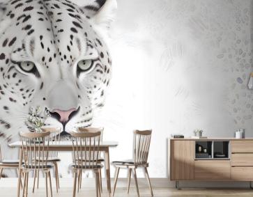 3D Görünümlü Tek Renkli Kaplan Duvar Kağıdı