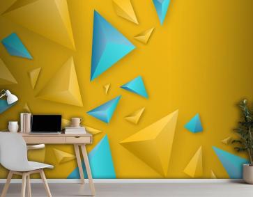 Canlı Renklerle 3D Üçgen Arka Plan Ofis Duvar Kağıdı