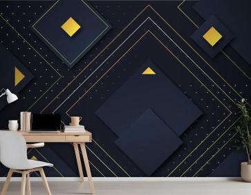 Karanlık Ofis Duvar Kağıdı Duvarındaki Degrade Geometrik Şekiller