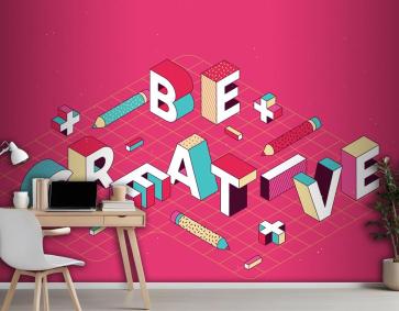 İzometrik Tipografik Mesaj Ofis Duvar Kağıdı