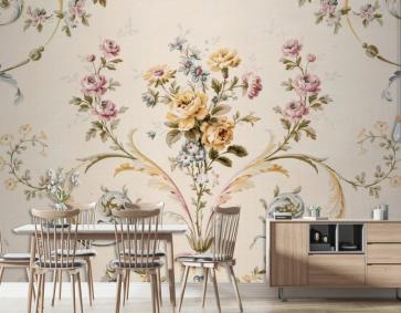 Gül Yatağı Çiçek Antika Duvar Kağıdı 