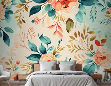 Soyut Çiçek Sanatı Arka Plan Yatak Odası Duvar Kağıdı