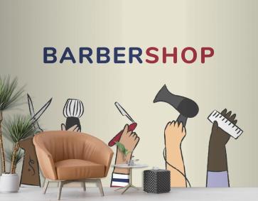 Berber Dükkanı Için Çizim Kuaför Duvar Kağıdı