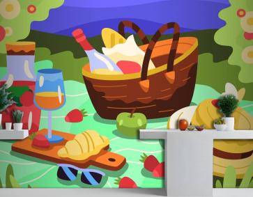 Karikatür Yaz Arka Plan Mutfak Duvar Kağıdı Duvar