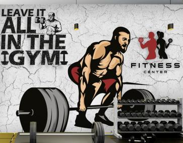 Çatlak Duvar Temalı Fitness Center Duvar Kağıdı