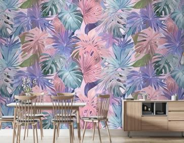 Renkli Tropikal Yaprak Duvar Kağıdı 