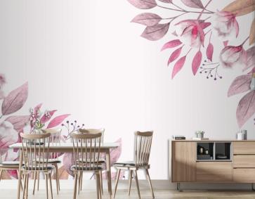 Kopya Uzay Bahar Arkaplanı Çiçekler Ve Yapraklar Duvar Kağıdı