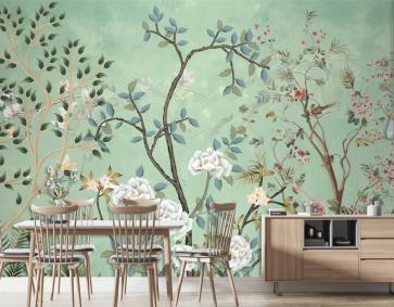 Tropikal Orman Duvar Kağıdı Kuş Muz Yaprakları Tropikal Yapraklar Duvar Kağıdı