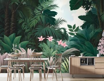 Egzotik Orman Boyama Manzara Duvar Kağıdı 