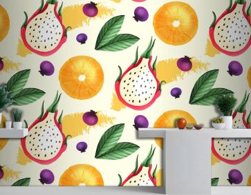 Ejderha Meyveli Meyve Deseni Mutfak Duvar Kağıdı