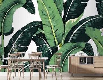 Yeşil Muz Yaprağı Desen Duvar Kağıdı