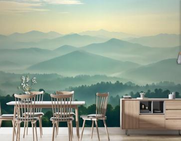 Yeşil Dağ Siluet Duvar Kağıdı 