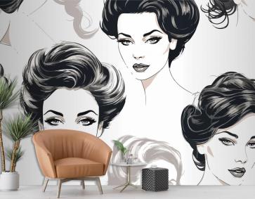 Güzel Şık Başlı Zarif Kadın Kuaför Duvar Kağıdı