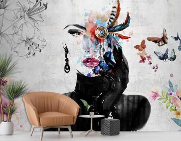 Güzellik Salonu Suluboya Tarzı Duvar Kağıdı