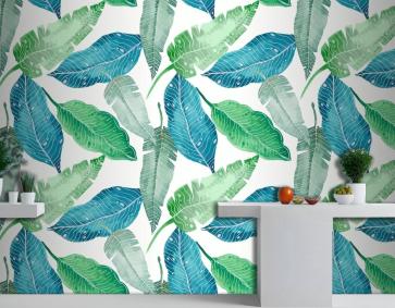 El Boyalı Yaz Tropikal Desenli Mutfak Duvar Kağıdı