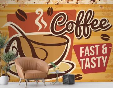 Kahve Paslı Metal Levha Vintage Cafe Duvar Kağıdı