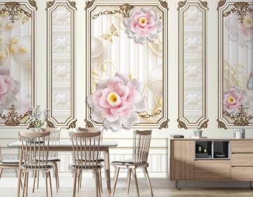 Kalıplı Klasik Iç Duvar Çiçekli Tablolar 3D Duvar Kağıdı