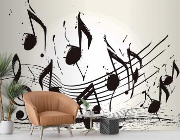 Krem Arka Plan Müzik Notaları Duvar Kağıdı