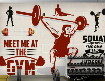 Krem Taş Duvar Squat Temalı Gym Duvar Kağıdı