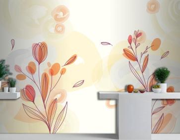 Doğal El Boyalı Çiçek Mutfak Duvar Kağıdı