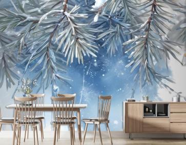 İskandinav Tarzı Tropikal Yapraklar Duvar Kağıdı