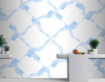 Pastel Mavi Suluboya Mutfak Duvar Kağıdı 