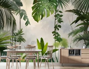 Gerçekçi Tropikal Orman Bitkileri Manzara Duvar Kağıdı 