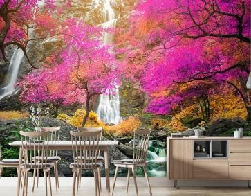 Renkli Ağaçlar Şelale Manzarası