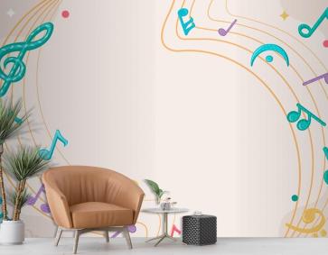 Renkli Müzik Notaları Duvar Kağıdı