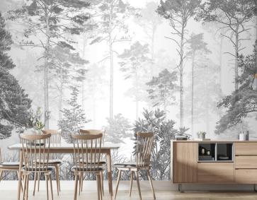 Siyah Beyaz Tropikal Orman Duvar Kağıdı