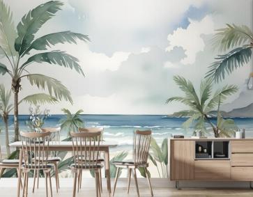 Tropikal Plaj Manzaralı Duvar Kağıdı 