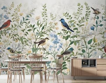 Leylek Duvar Kağıdı  Ile Tropikal Yeşil Yapraklar