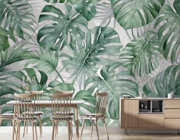 Tropikal Yaprak Desenli Duvar Kağıdı 